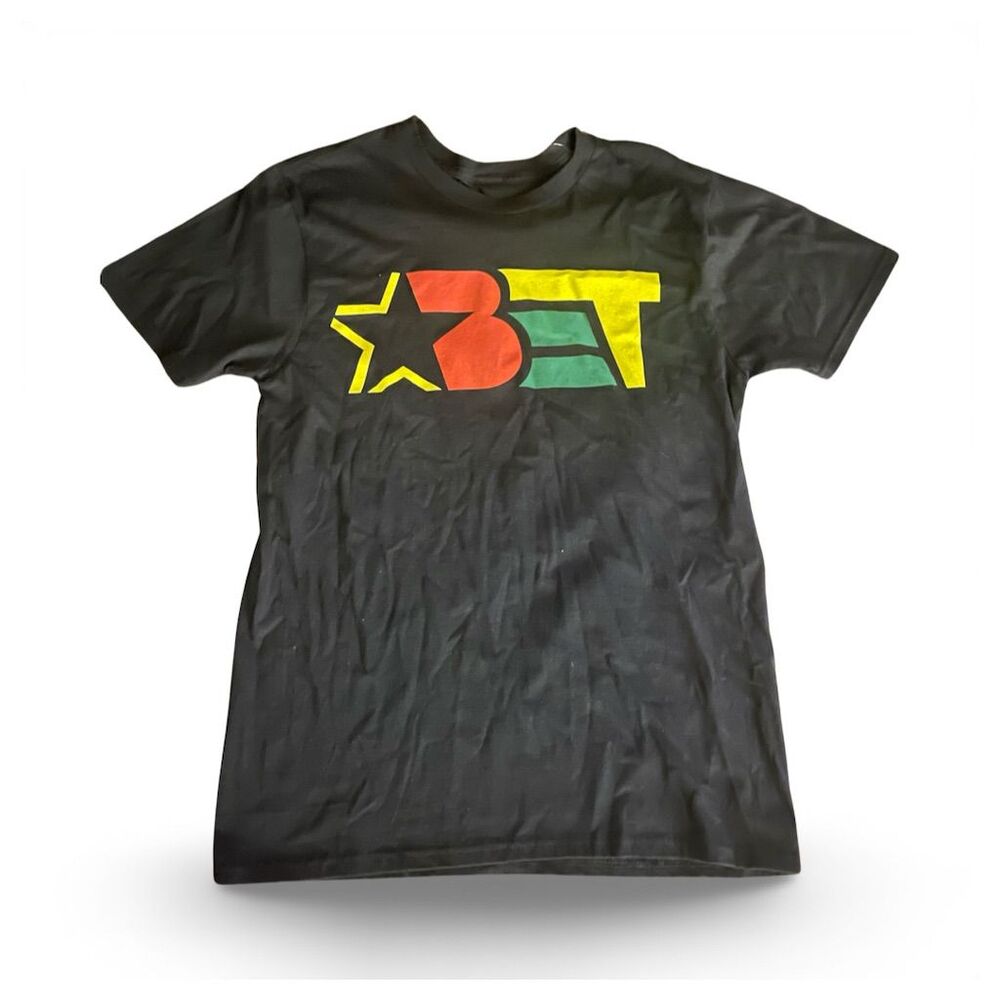 BET Men's Black Graphic Print T-Shirt Size M Short Sleeve Crew Neck